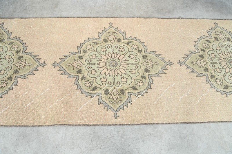 3x10 turkish runner rug, hand-knotted vintage oushak rug runner, boho decor,117 gallery