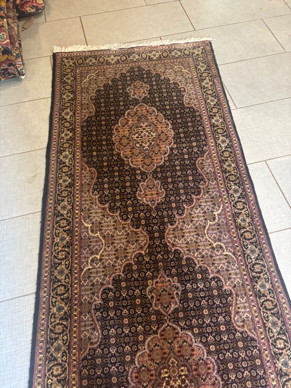HANDMADE RUG. CARPET .RUNNER. WOOL AND SILK. TAB.RIZ 13X3 gallery