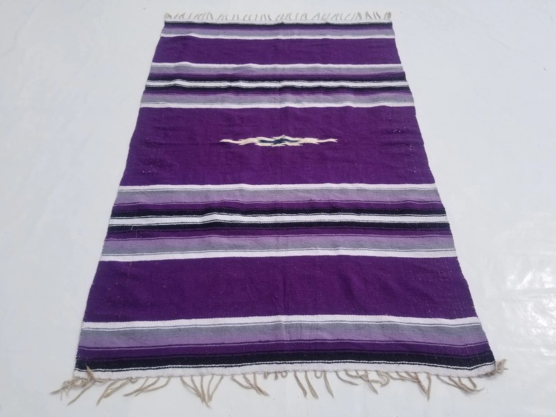 Vintage Traditional Handmade Mexican Saltillo Wool Multi Kilim 6.6x4.3ft gallery