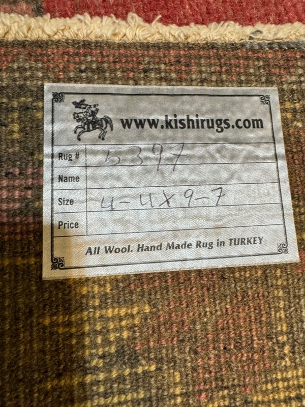 Oriental Hand-Knotted Wool Gallery Size Turkish Oushak Red/Blue 4'4" x 9'7" gallery