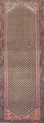 Brown Geometric Tribal Traditional Hand-knotted Hallway 11 ft Runner Rug 3×11