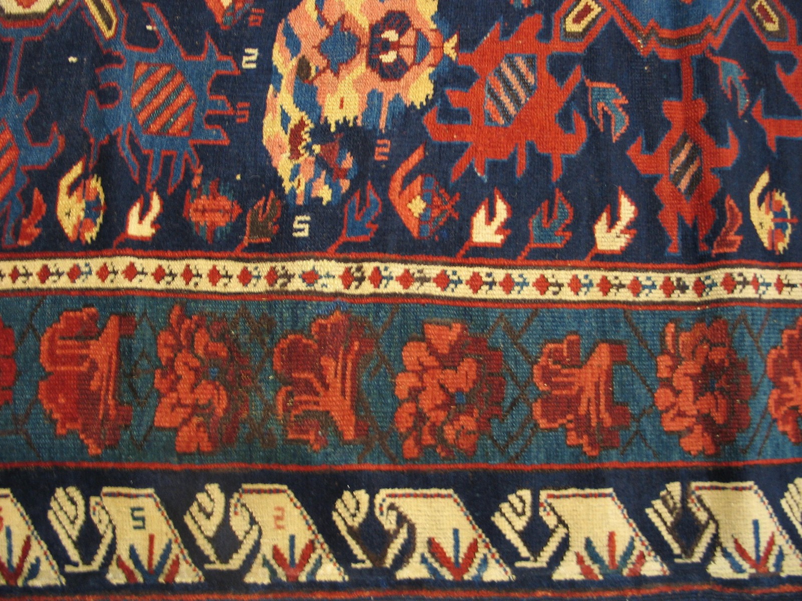 4'x7' Classic Blue Color Tribal Design Antique Caucasian Seychour Late 19th gallery