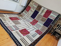 Beautiful Antique Multi-Colored Wool Pile Tribal Area Patchwork Rug 8x12ft
