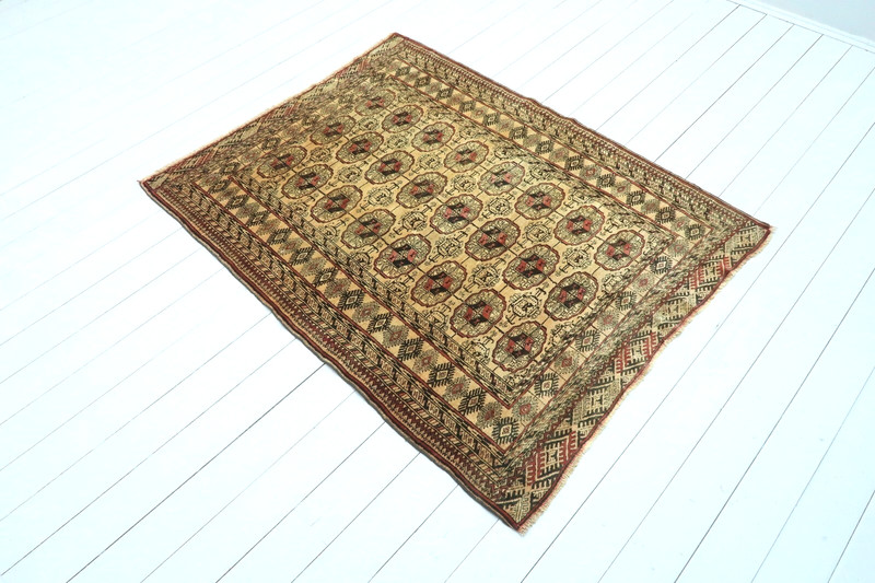 Antique Turkish Carpet Handmade Wool Rug Turkoman Rug Floor Teppich Tapi 53"x71" gallery