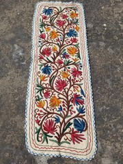 Vintage Handmade Indian Kashmiri Wool Multicolor Namda Runner 5.4×1.9 ft