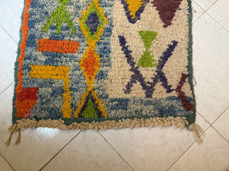 Colorful Runner Moroccan Berber Rug, Hallway Antique tribal Rug 9'8'' x 2'3'' ft gallery