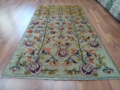 Armenian Beige Antique Rug, handmade Garden of Paradise Tree of Life Rug g