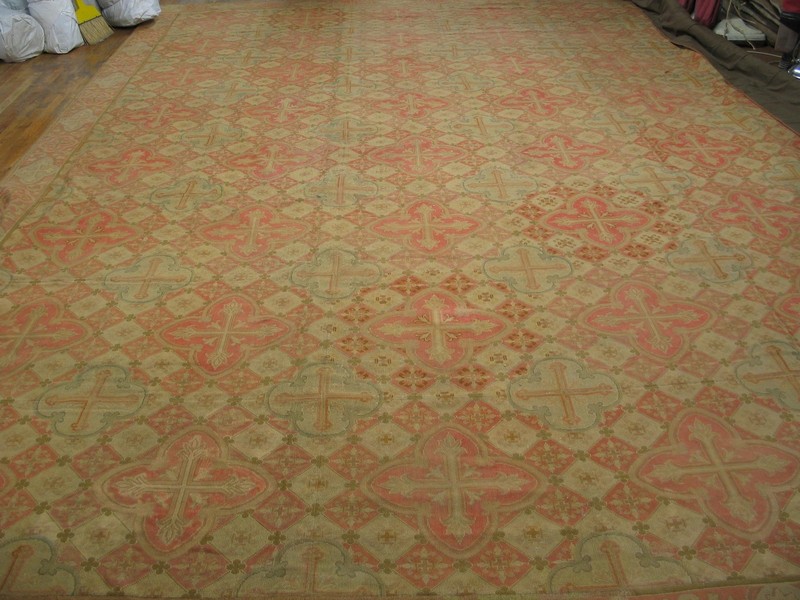 14'x18' Large Antique 19th Century Allover Geometric French Flatweave gallery