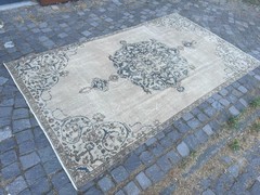 Turkish Vintage Rug, Handmade Wool Rug, Bohemian Large Rug, 4,9 x 8,4 ft
