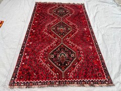 5’0 x 7’10 Ft Vintage Afghan Baluchi Red Geometric Medallion Handmade Wool Rug