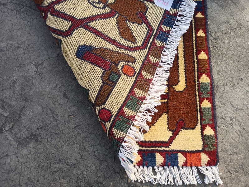 25 Beautifully Handmade Afghan war Rug Rare Design Great Quality 75X 60 Cm gallery