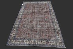 Vintage Turkish Oushak Rug, Red 5×8 ft, Handmade Wool, Bohemian Anatolian