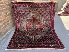 4’1 x 5′ Antique Turkish Hand Knotted Wool Tribal Medallion Nomadic Art Area Rug