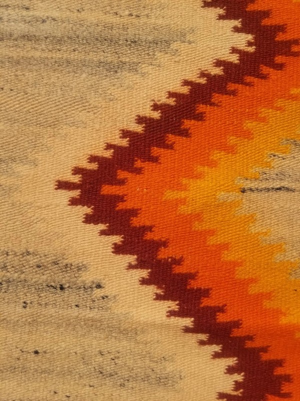 Distressed Vintage Traditional Handmade Turkish Wool Mustard Kilim 7.4x4.9ft gallery