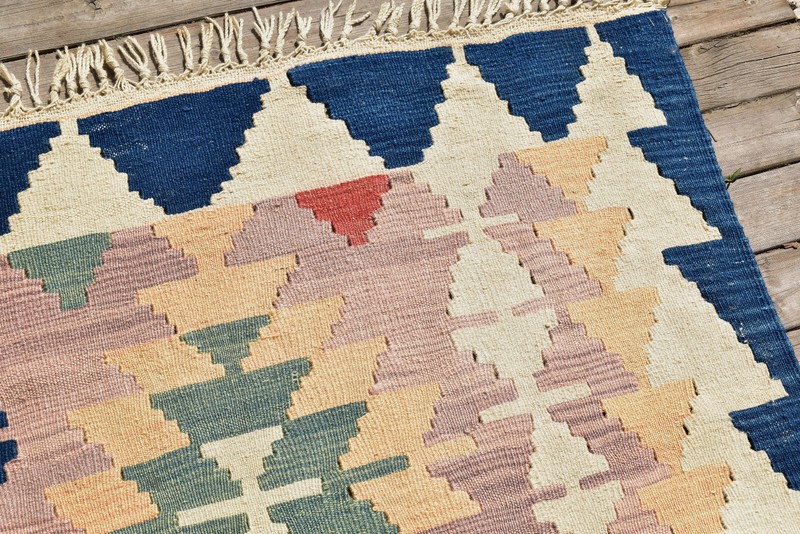 Turkish Kilim Rug 64''x86'' Hand Woven Kayseri Kilim 165x220cm Wool Area Rug gallery