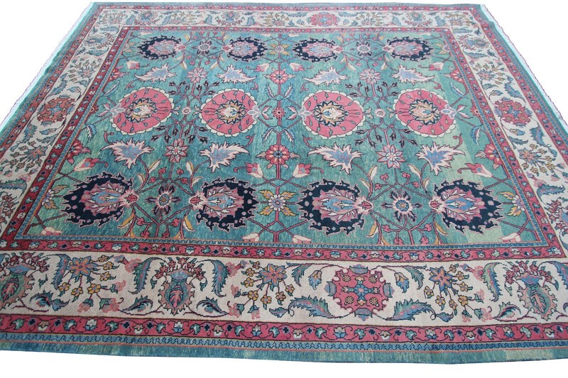 10x13 Incredible Vintage Handmade Oriental Area Rug Teal 294cmx389cm Green gallery
