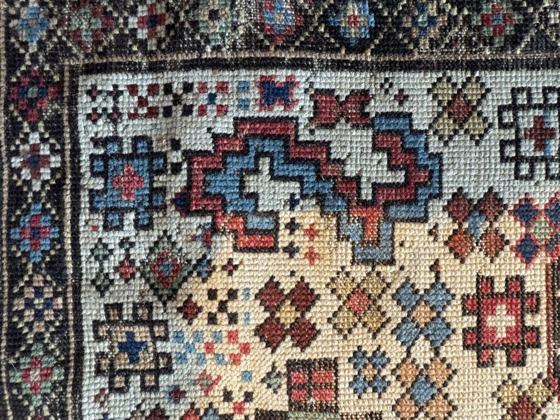 Caucasian Shirvan 8x3’7 Impossibly Rare Exquisitely Unique Design circa 1900 gallery