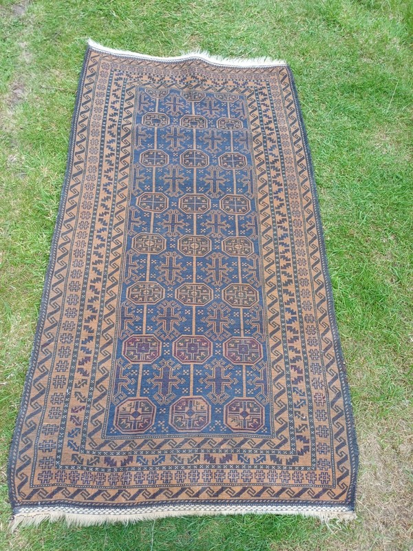 Vintage wool Afghan Balouch rug. Approximate size: 200 x 110cm gallery