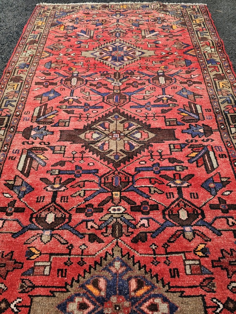 3.3 x 6.5 ANTIQUE VEG DYE TURKISH KAZAK HAND KNOTTED VINTAGE HERIZ SERAPI