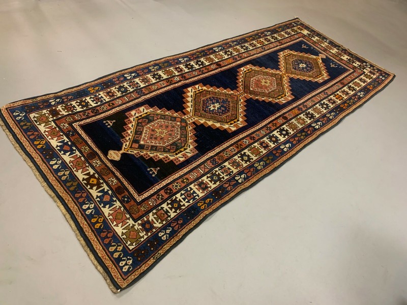 Antique Caucasian Rug 310x130 cm, Dated 1334 Kazak carpet. gallery