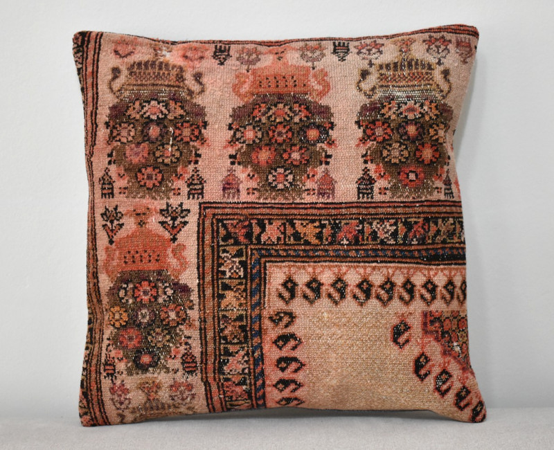 Antique Pillow Cover Sofa Rug 16'' x 16'' Made of Antique Cushion Cover Carpet gallery