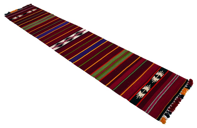 Hand MADE Turkish Rug Kilim Runner Short Narrow Hallway Rug 1.11 x 9.7 Ft gallery