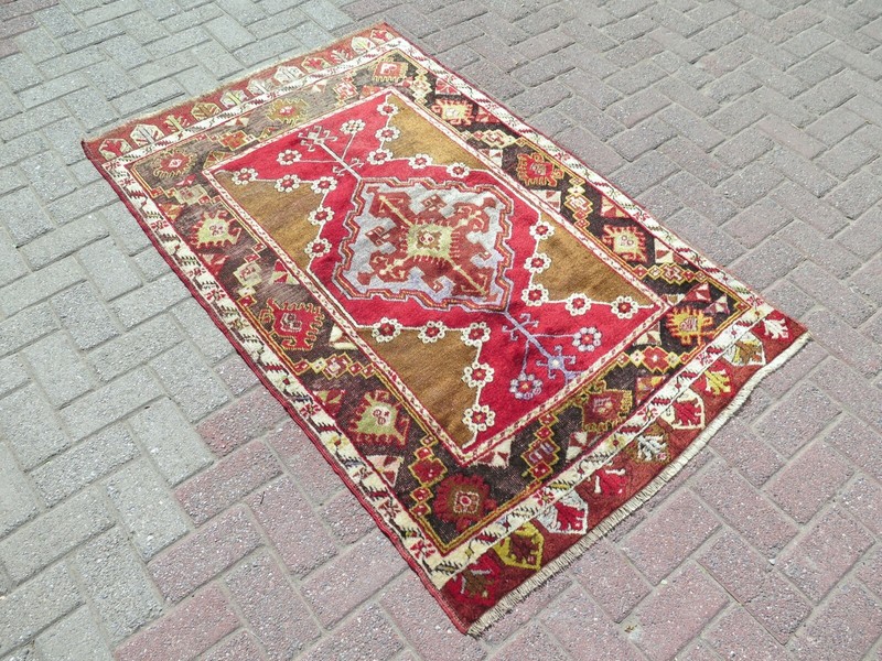 Vintage Turkish Carpet, Bedroom Rug, Handmade Wool Konia Rug, Teppiche 39"x62" gallery