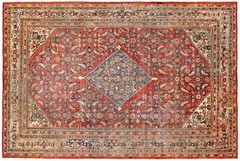 Antique Hand-Knotted Traditional Floro-Geometric Oriental Carpet
