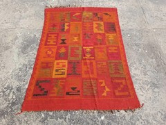 Vintage Traditional Handmade Peruvian Wool Multicolor Kilim 6.4×5.0 ft