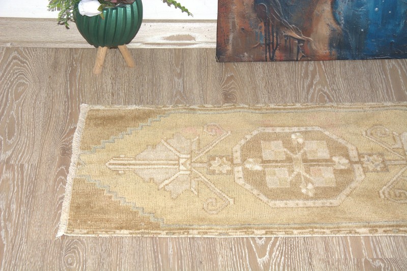 Beige Modern Decor Turkish Vintage Small Rug, 1'5x3'2 ft, Modern Geometrical gallery