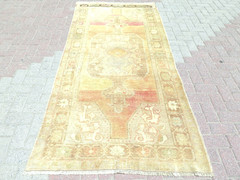 Vintage Wool Rug, Anatolia Konia Carpet, Floor Carpet Handmade ModernRug 45″x96″