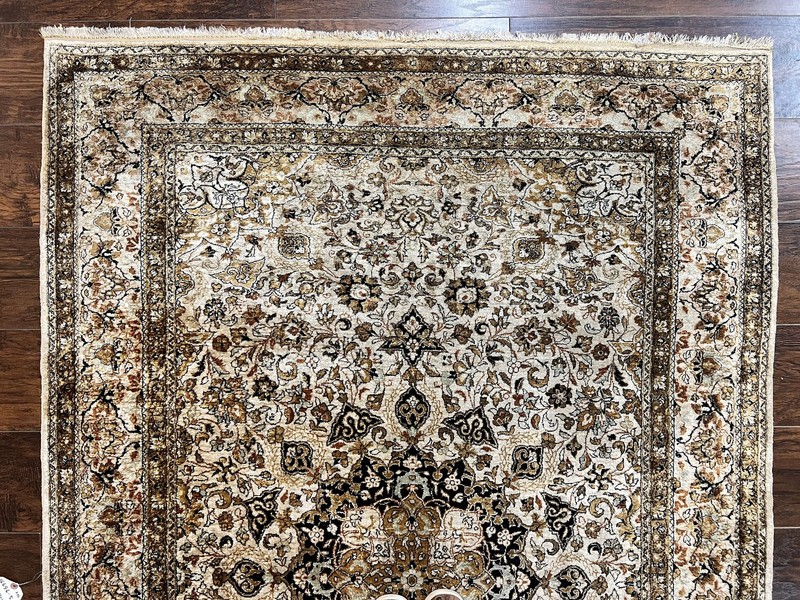 Silk Rug Very Fine 60 Raj 475 KPSI Floral Medallion Handmade Silk on Silk gallery