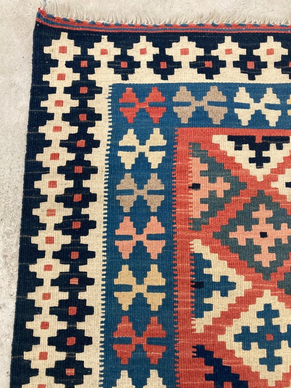 Vintage Traditional Handmade Kazak Geometric Kilim Floor Rug Carpet 156x112 cm gallery