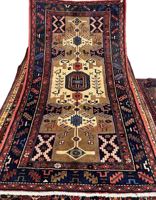 Vintage Oriental Area Rug 4x7 Hand Knotted Wool Tribal Bird Ivory Tarom Nomadic gallery