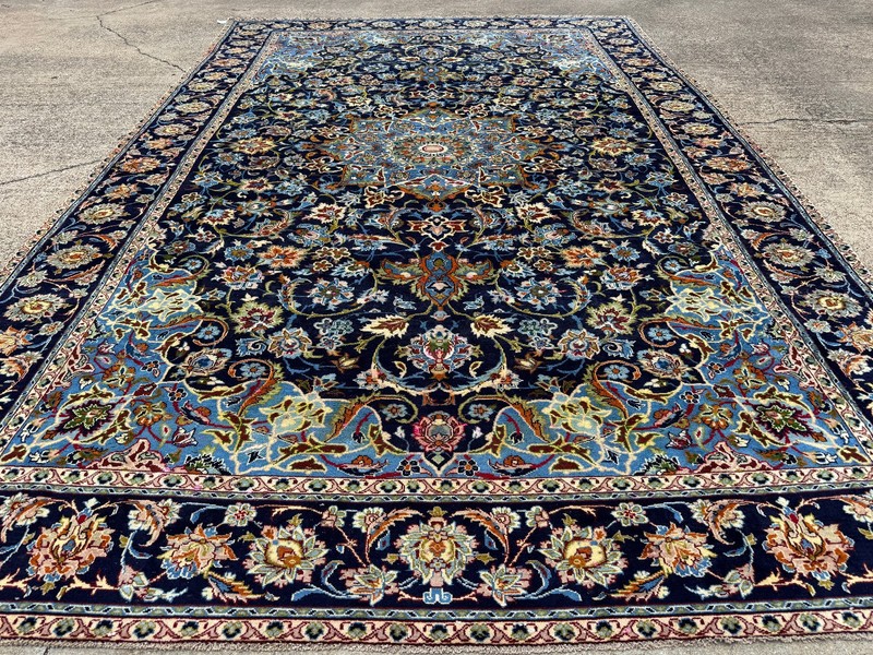 BLUE VINTAGE RUG 9x14 HAND-KNOTTED ORIENTAL ANTIQUE colorful real handmade 10x14 gallery