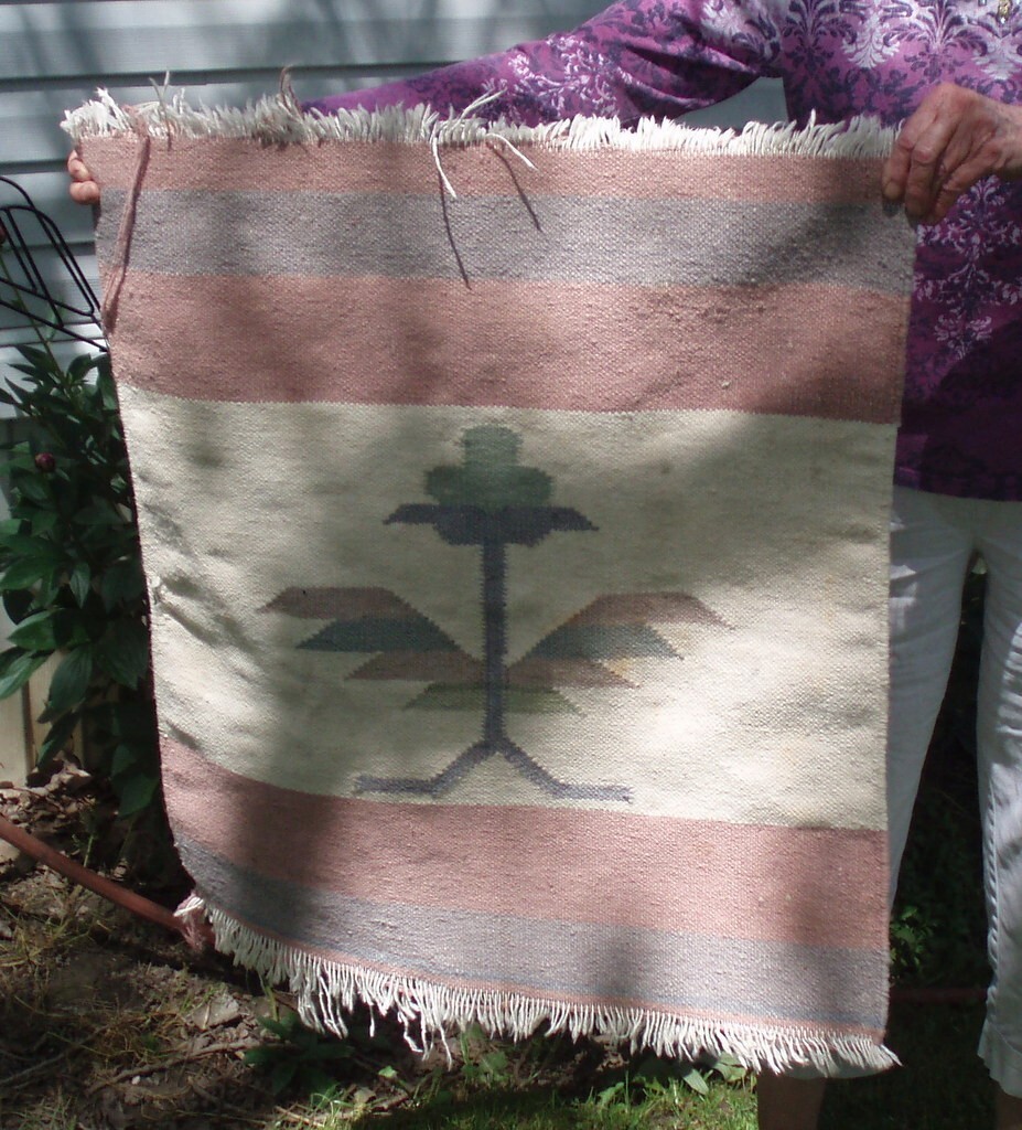 PRAYER BLANKET ??? ANTIQUE VINTAGE KILIM RUG DOUBLE HEADED BIRD DESIGN gallery