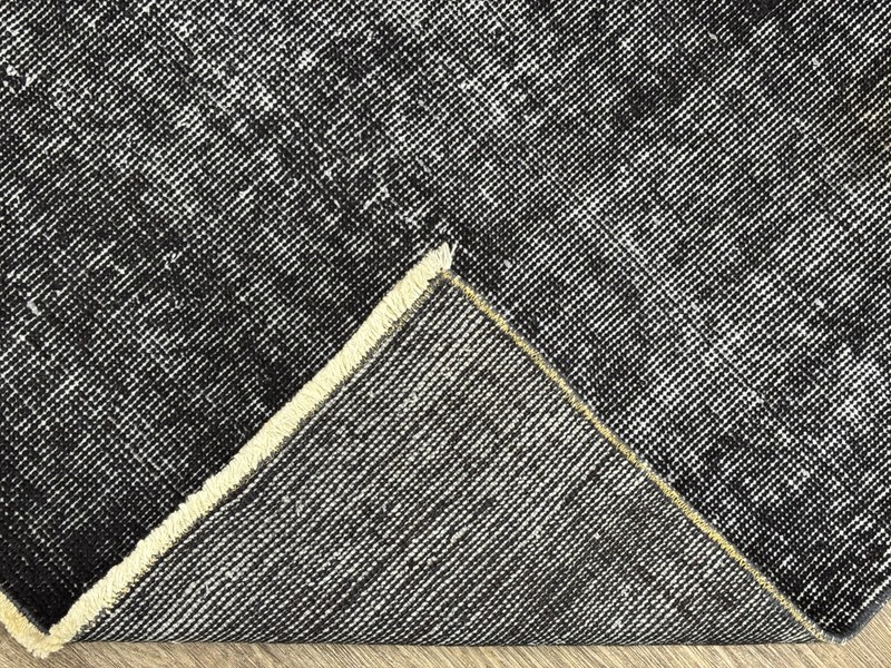 4x7 Solid Black Vintage Turkish Area Rug, Hand-Knotted Wool on Cotton Rug gallery