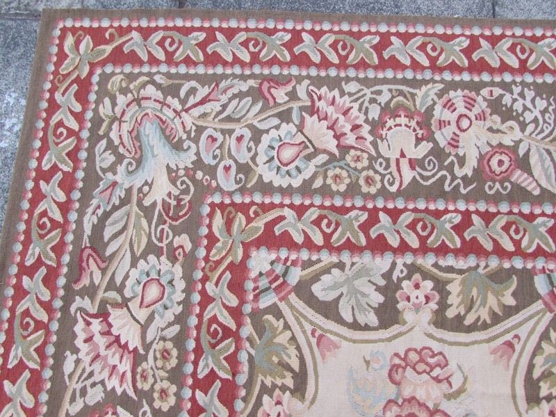 Old Hand Made French Design 14 x 10 Wool Brown Large Original Aubusson 437X310cm gallery