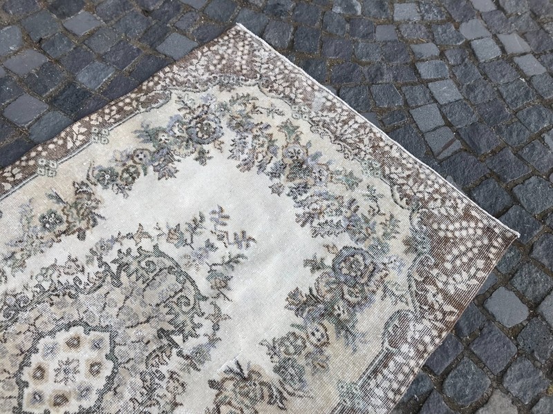 Bohemian Area Rug Handmade Wool Rug Turkish Vintage Traditional Rug 3,9 x 6,9 ft gallery