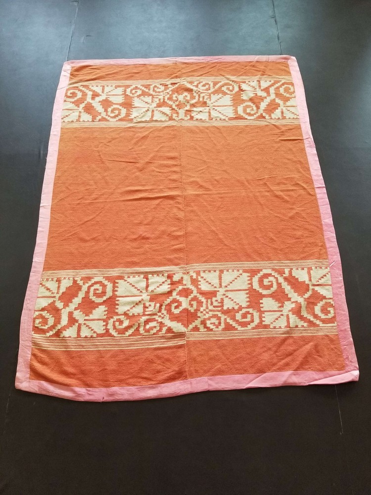 Fine Vintage Traditional Hand Made Oriental Wool Pink Orange Kilim 212x156cm
