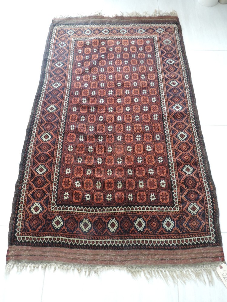 3x6ft. Antique Afghan Balouch Wool Rug