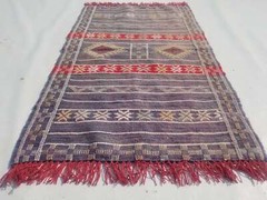 Distressed Fine Vintage Traditional Hand Made Oriental Wool Kilim 89x59cm
