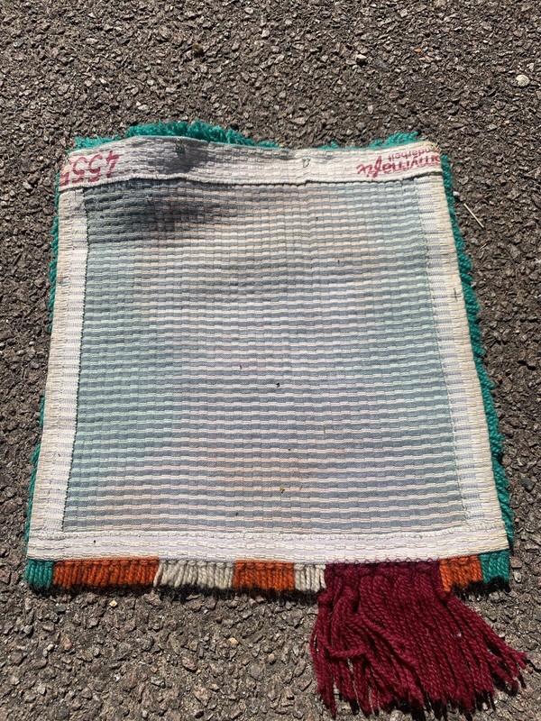 Vintage Scandinavian Swedish Wool Rya Weaving Rug Wall decor 37x35cm gallery