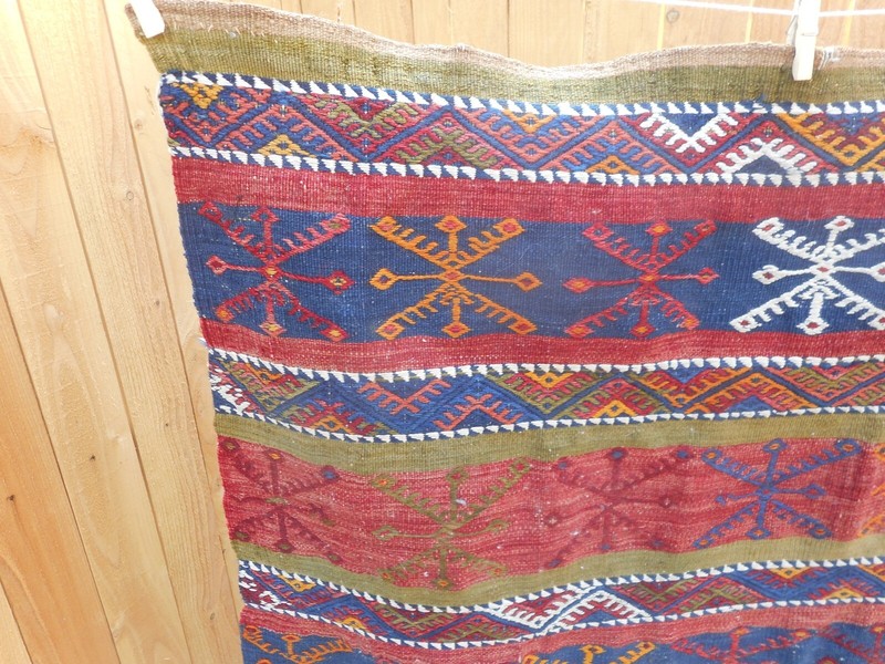 Antique Anatolian Tribal Turkish Soumak Flat Weave Oriental Rug 30" X 41" gallery