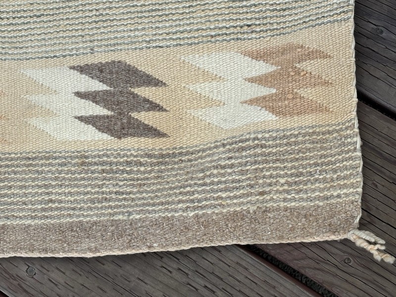 Vintage Navajo Rug Serrated Diamond Wool Weaving 37.5" x 25.25" Southwest Decor gallery
