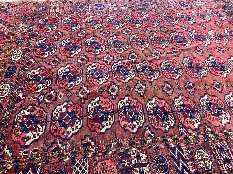 Antique Tekke Turkoman Carpet, AS IS, 7' x 9'7" #14632 gallery
