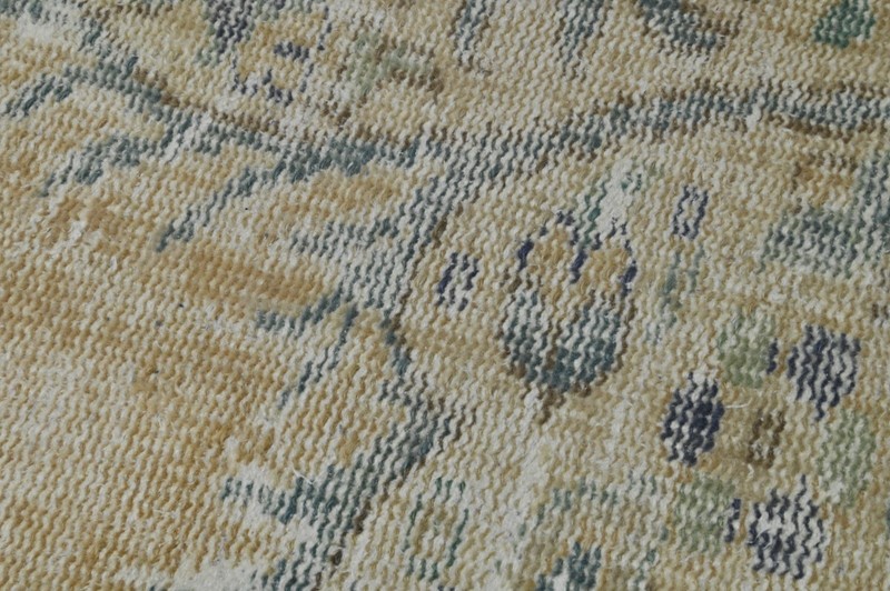 Vintage Turkish Runner Rug 2x5ft BEIGE Handmade Anatolian Oushak Hallway Wool gallery