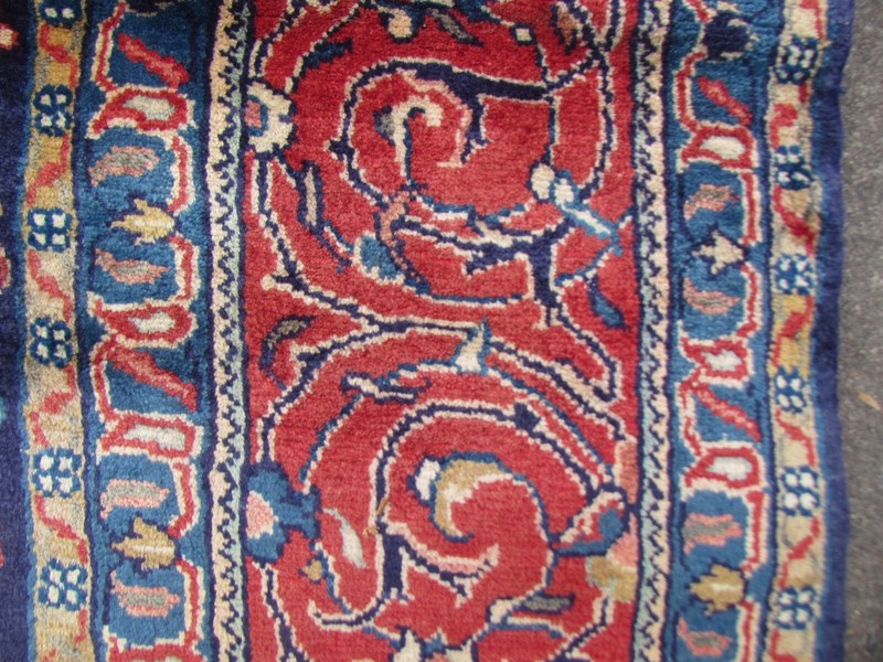 Vintage Hand Made Traditional Oriental Wool Blue Large Carpet 376x285cm gallery