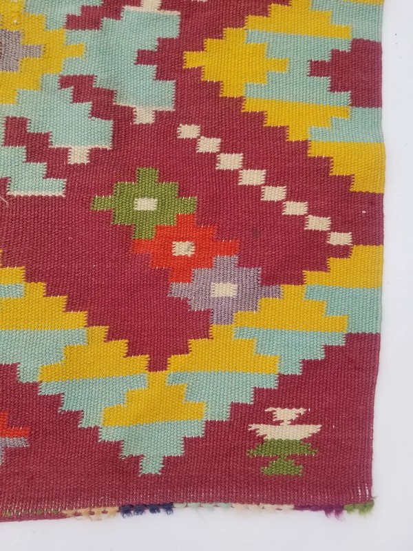 Fine Vintage Traditional Hand Made Oriental Wool Multicolor Kilim 149x66cm gallery