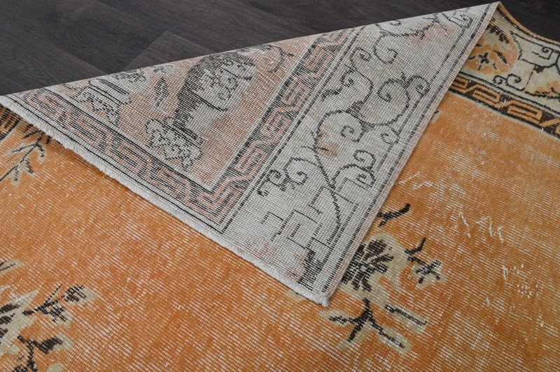 Oushak Turkish Vintage Rug 7x9 Kilim Rug Anatolian Handmade Boho Decor ORANGE gallery